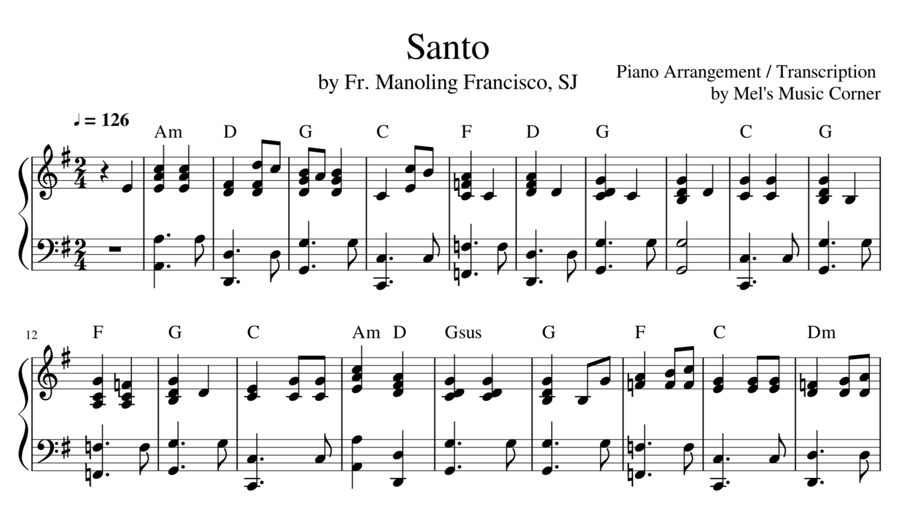 Santo by Fr. Manoling Francisco, SJ sheet music Payhip