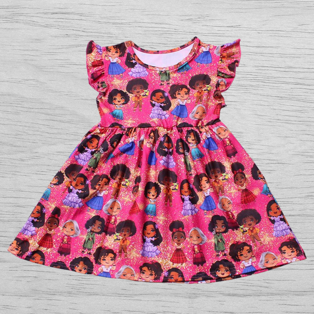 ENCANTO MIRABEL MADRIGAL Pattern Girl Baby Pink Dress MIRABEL ENCANTO