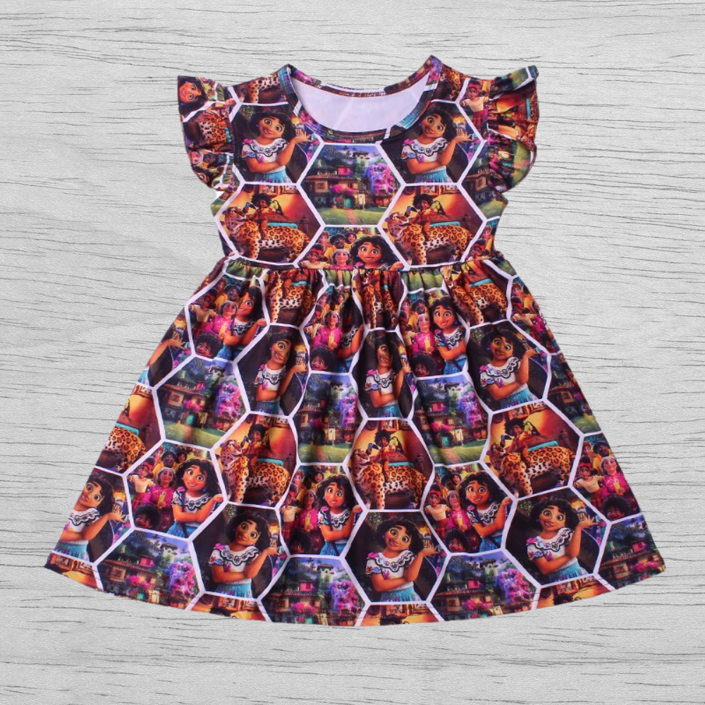 ENCANTO Kids Girl Short Sleeves Dress MIRABEL ISABELA Girl's Birthday