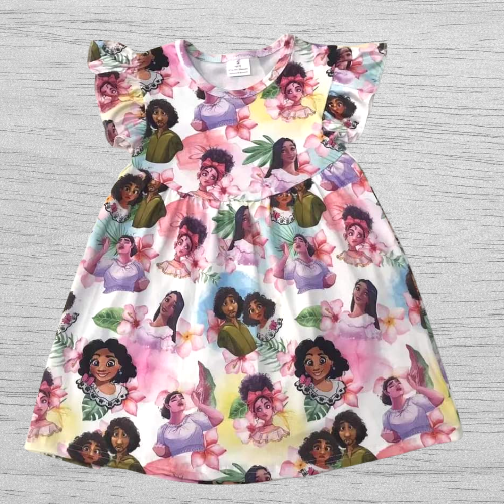 ENCANTO MIRABEL MADRIGAL Pattern Girl Baby Pink Dress MIRABEL ENCANTO