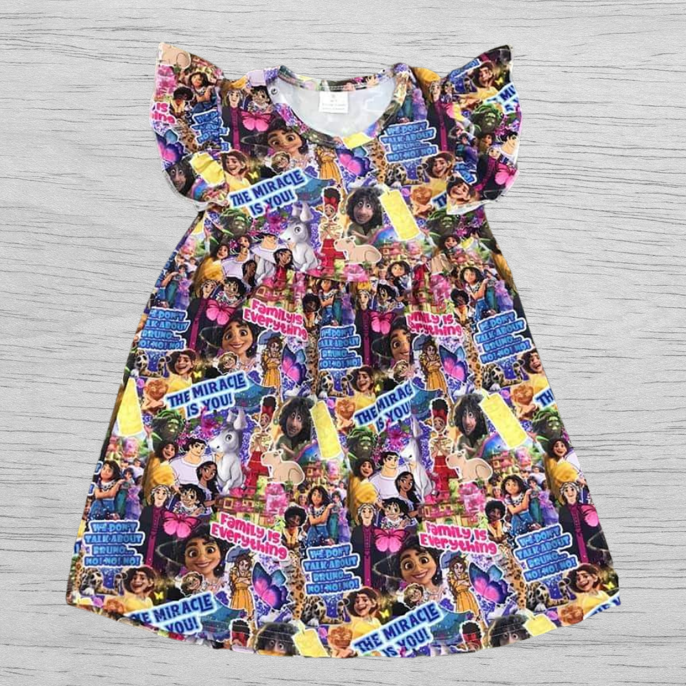 ENCANTO MIRABEL MADRIGAL Pattern Girl Baby Pink Dress MIRABEL ENCANTO