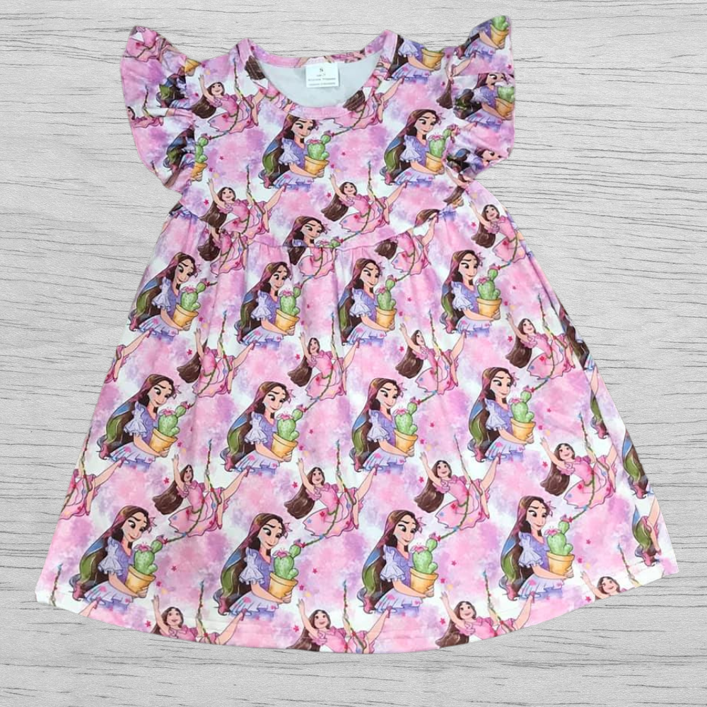 ENCANTO MIRABEL MADRIGAL Pattern Girl Baby Pink Dress MIRABEL ENCANTO