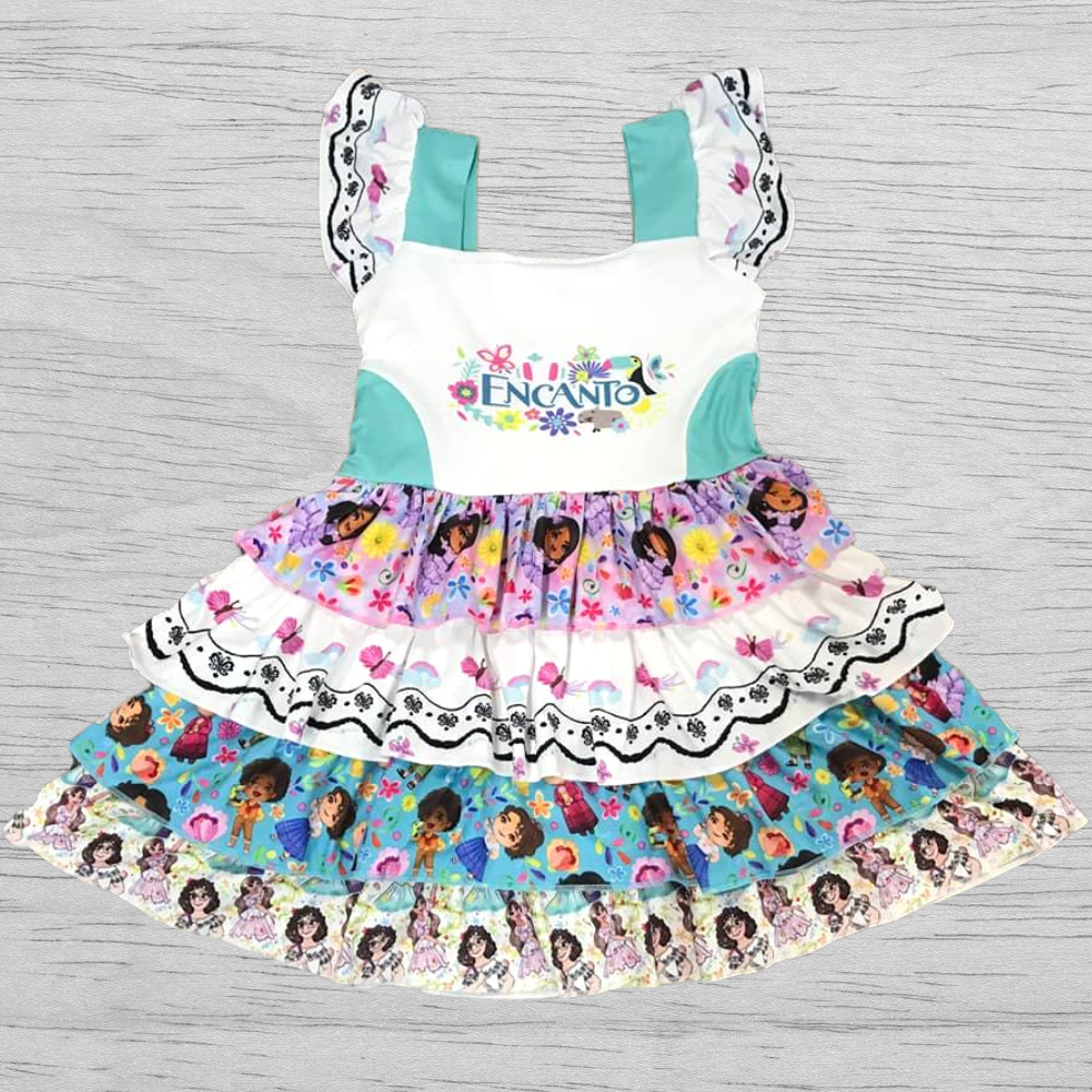 ENCANTO MIRABEL MADRIGAL Pattern Girl Baby Pink Dress MIRABEL ENCANTO