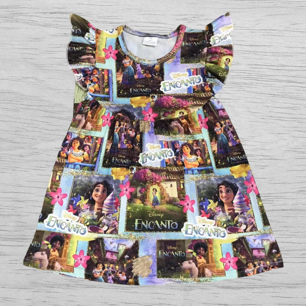 ENCANTO MIRABEL MADRIGAL Pattern Girl Baby Pink Dress MIRABEL ENCANTO