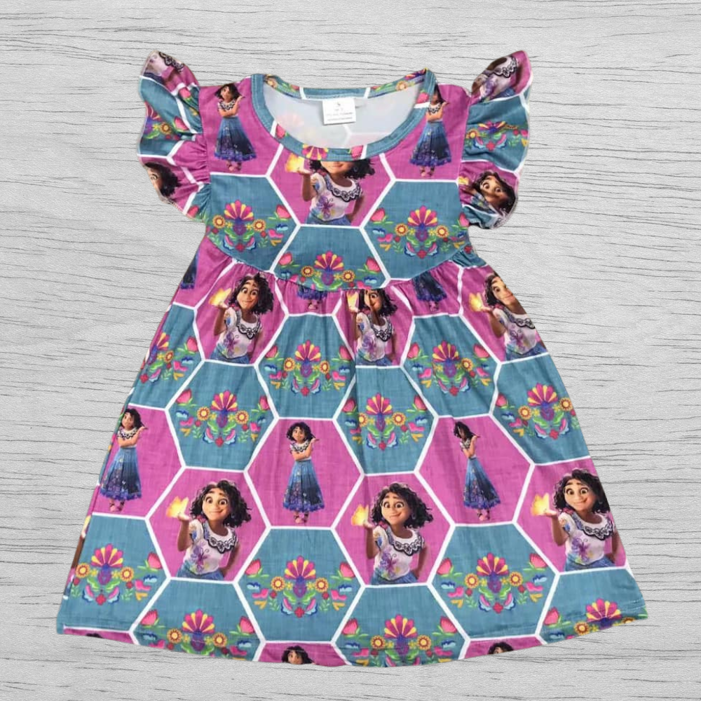 Reviewing ENCANTO MIRABEL MADRIGAL Pattern Girl Baby Pink Dress