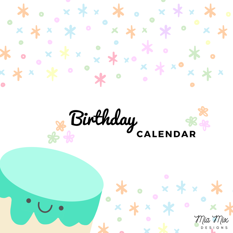 Pastel Birthday Calendar