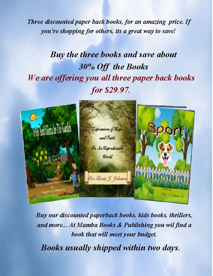 We are offering you all three paper back books for 29.97. Payhip