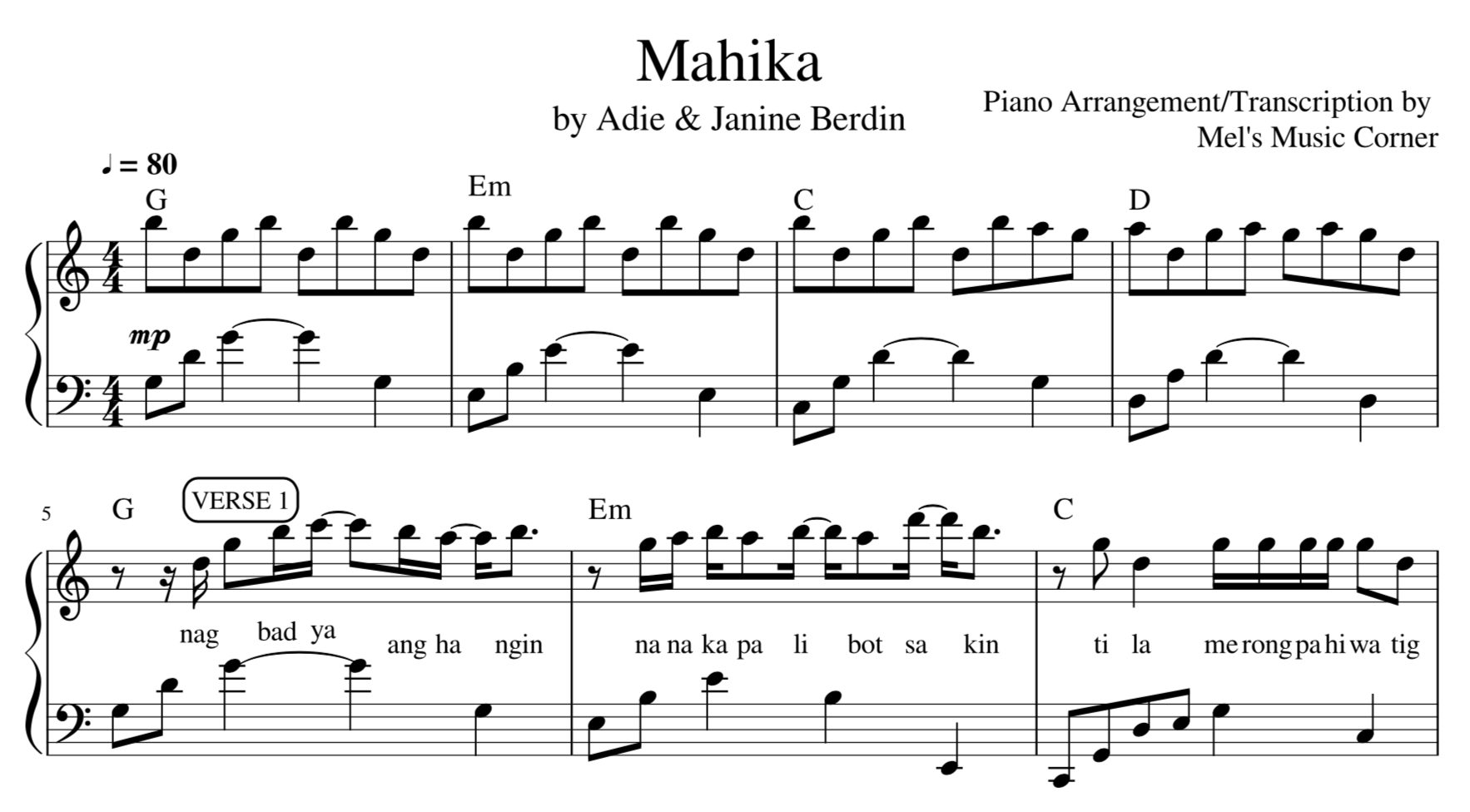 Mahika by Adie & Janine Berdin sheet music Payhip