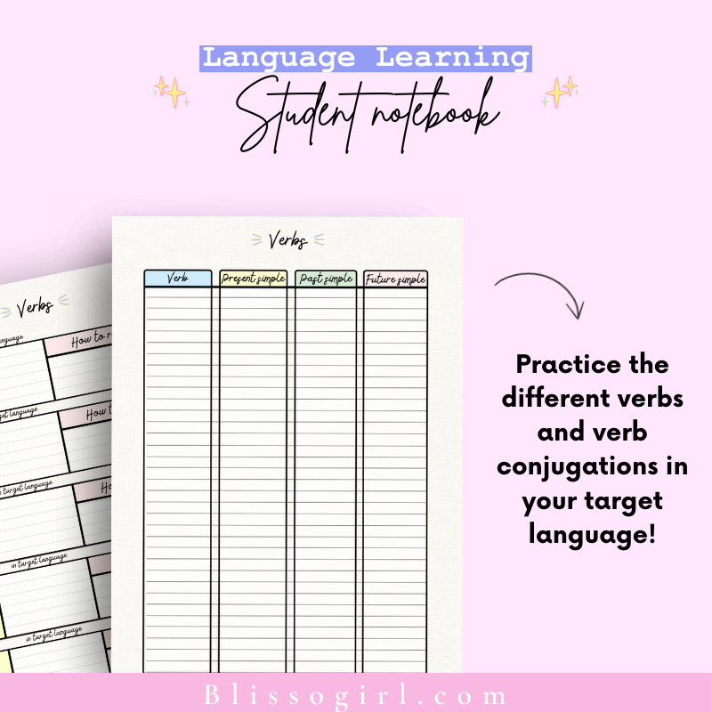 Language Student Notebook - Printable, Digital - Payhip
