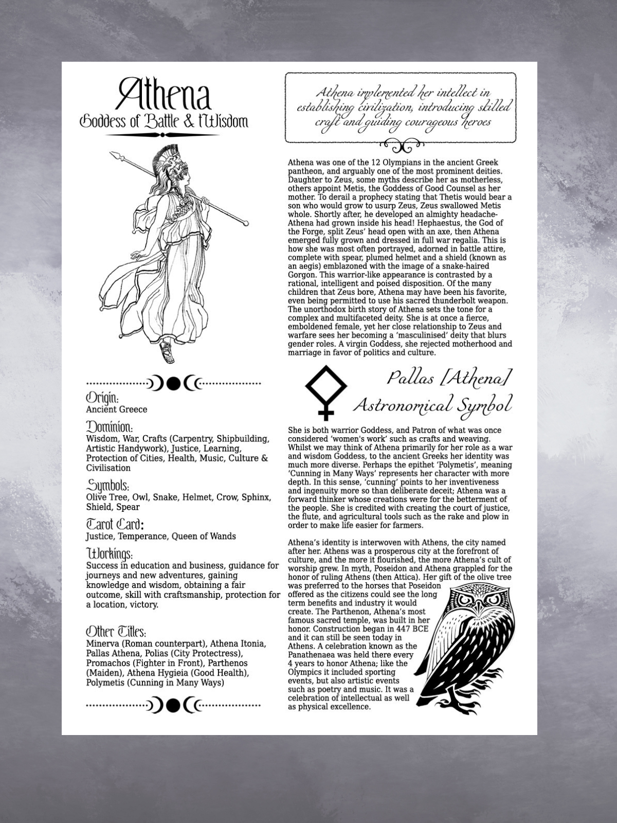 Athena: Goddess Book of Shadows Pages