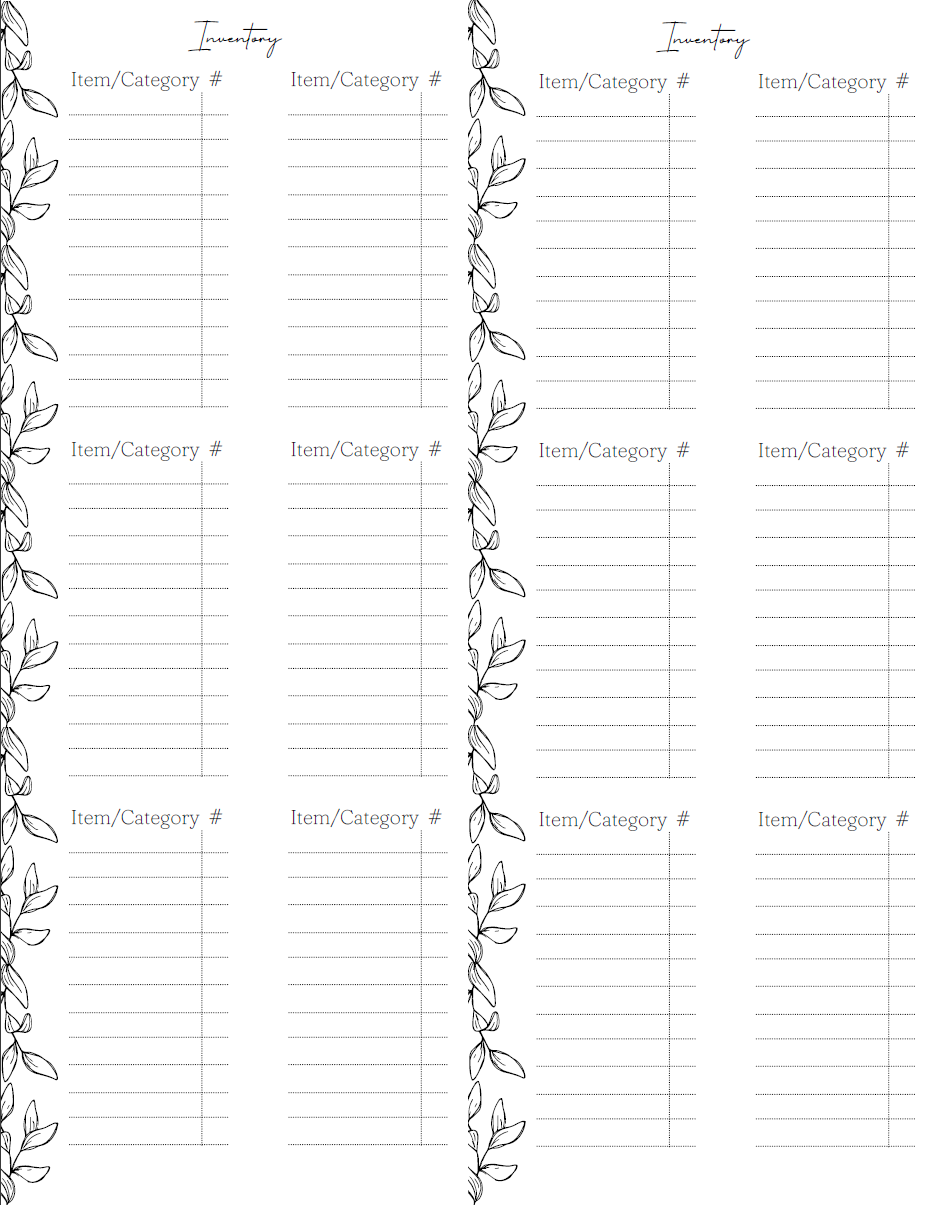 inventory sheet