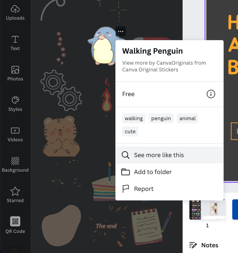 using the canva search to find similar elements.