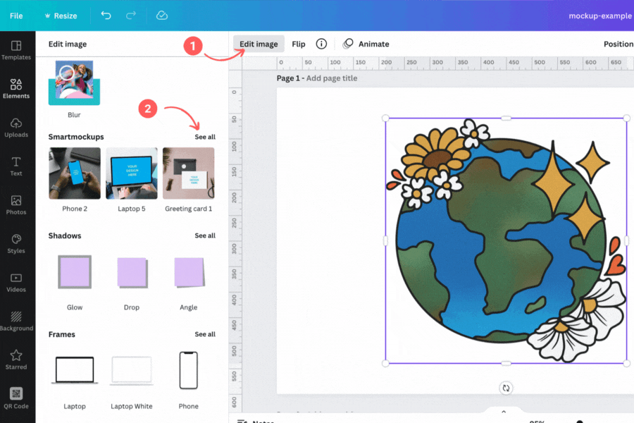 canva mockup feature shows preview for print on demand product