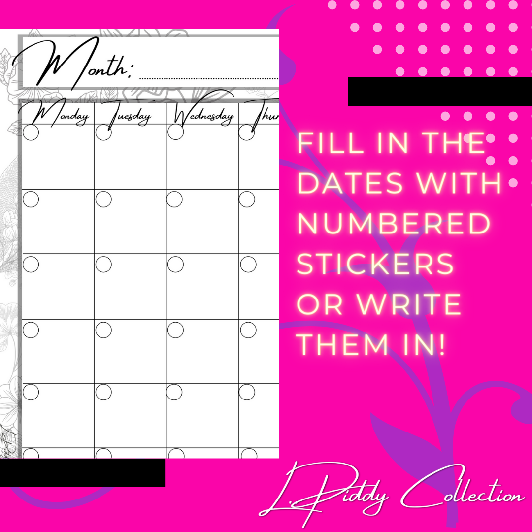 Color-Coded Monthly Calendar Planner Insert - Digital Download in sizes ...