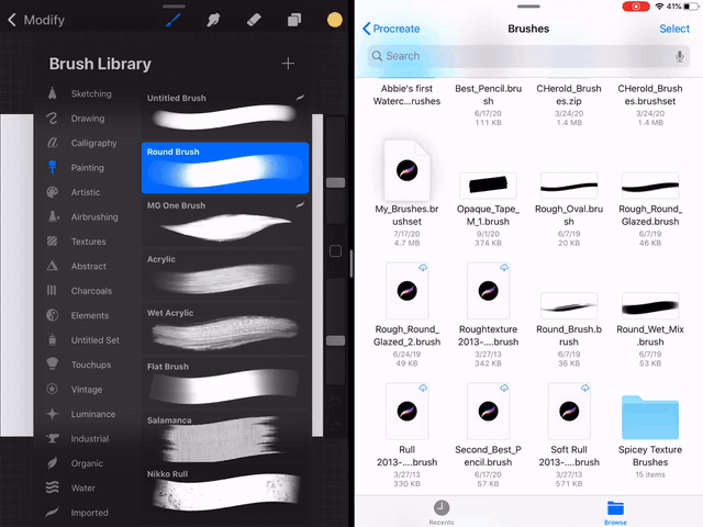 Rearranging Procreate brushes in your library