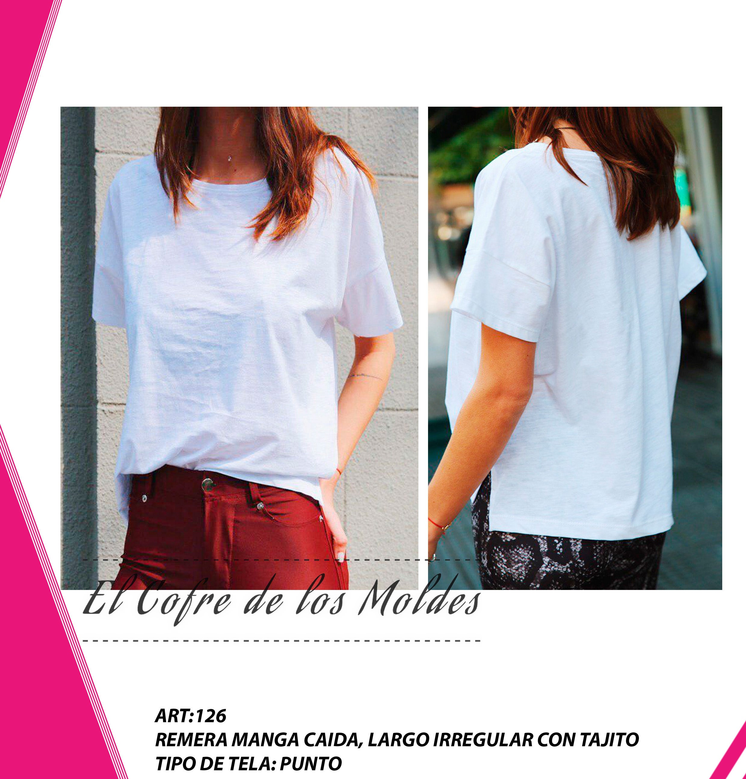Molde Digital PDF Remera Manga Caida Mujer Regular Fit , Pack Talles ...