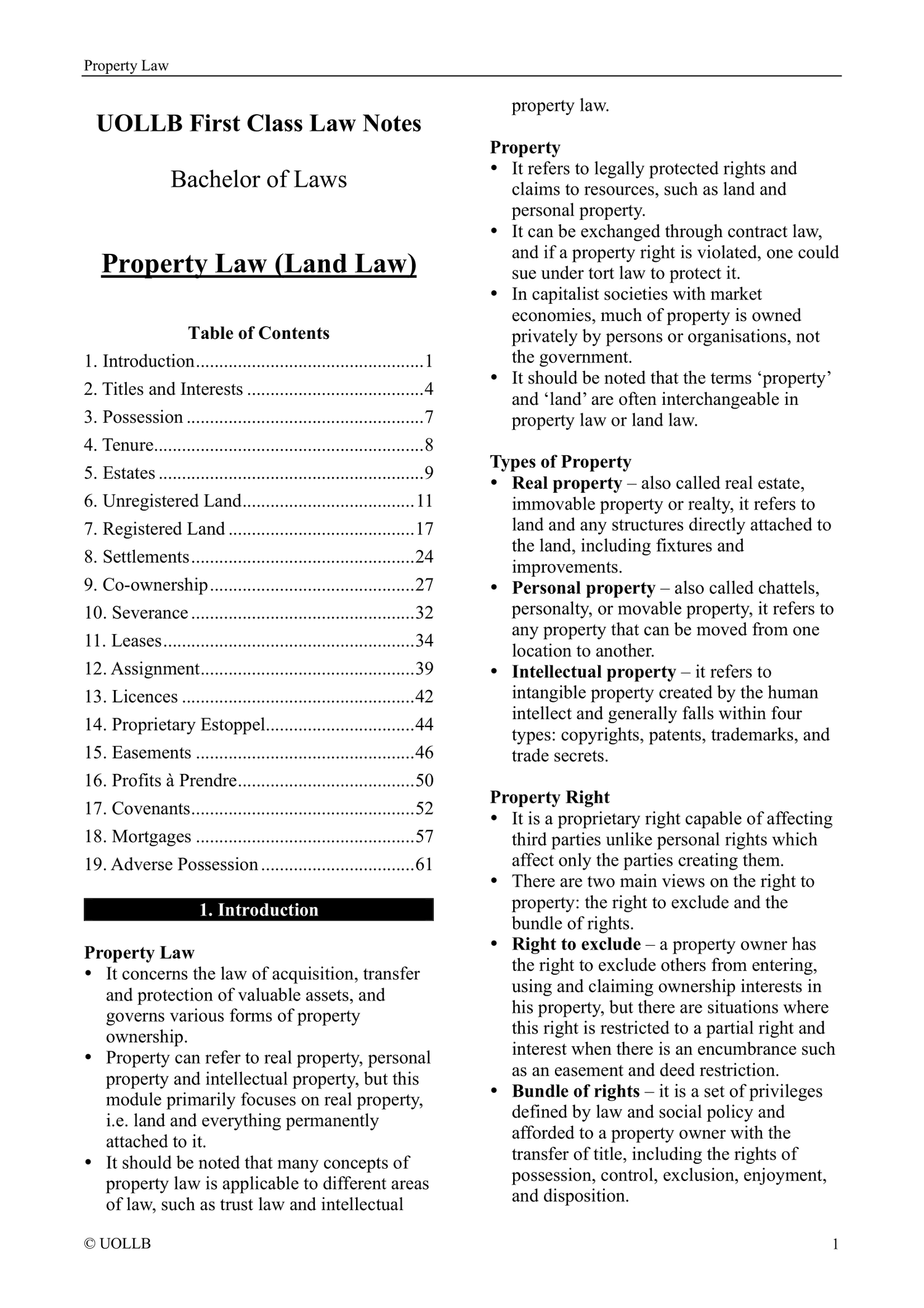 Uollb First Class Law Notes Uollb First Class Law Notes