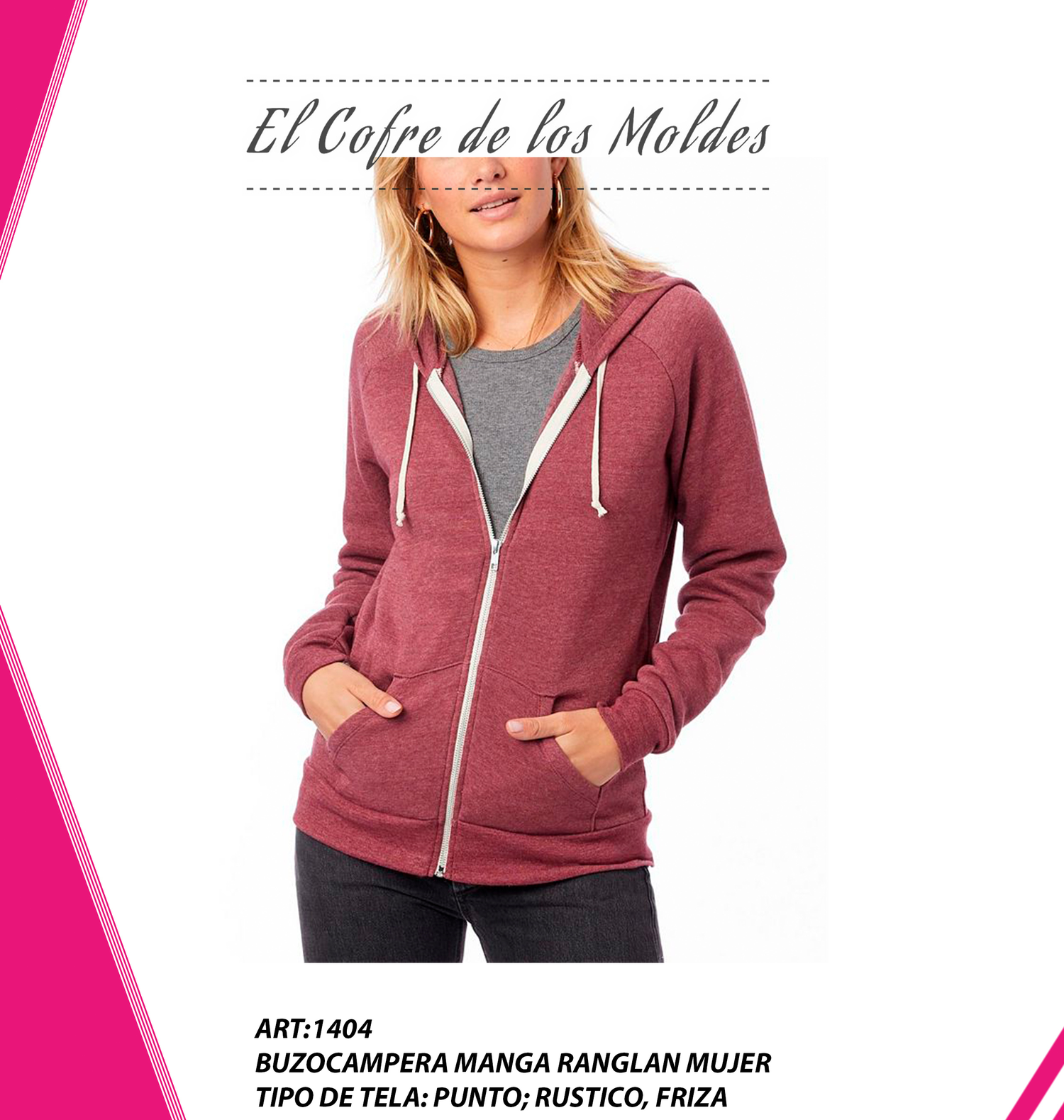 Molde Digital PDF Buzocampera con capucha y bolsillo ranglan mujer ...