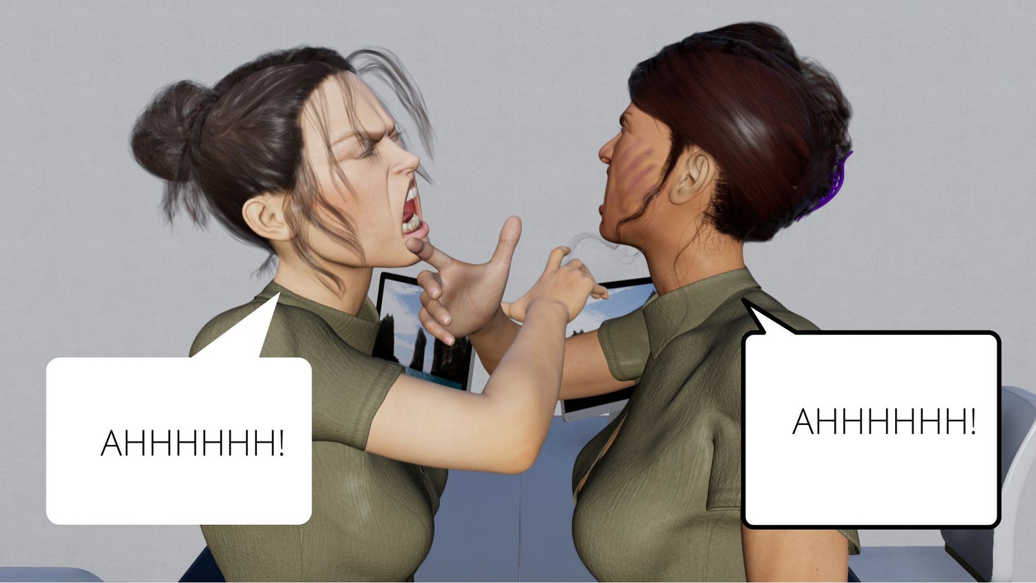 [Office War Bundle] 3D Catfight Story Photoset[Both With and Without ...