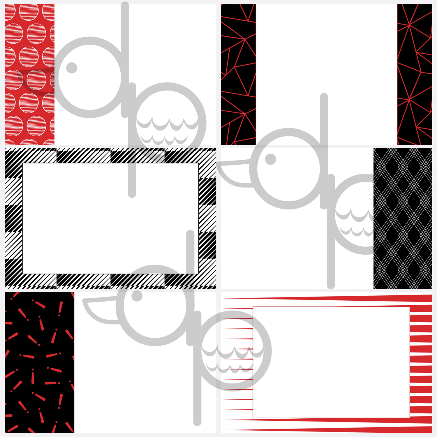 Black & White & Red All Over (Vol 1) digital card kit Payhip
