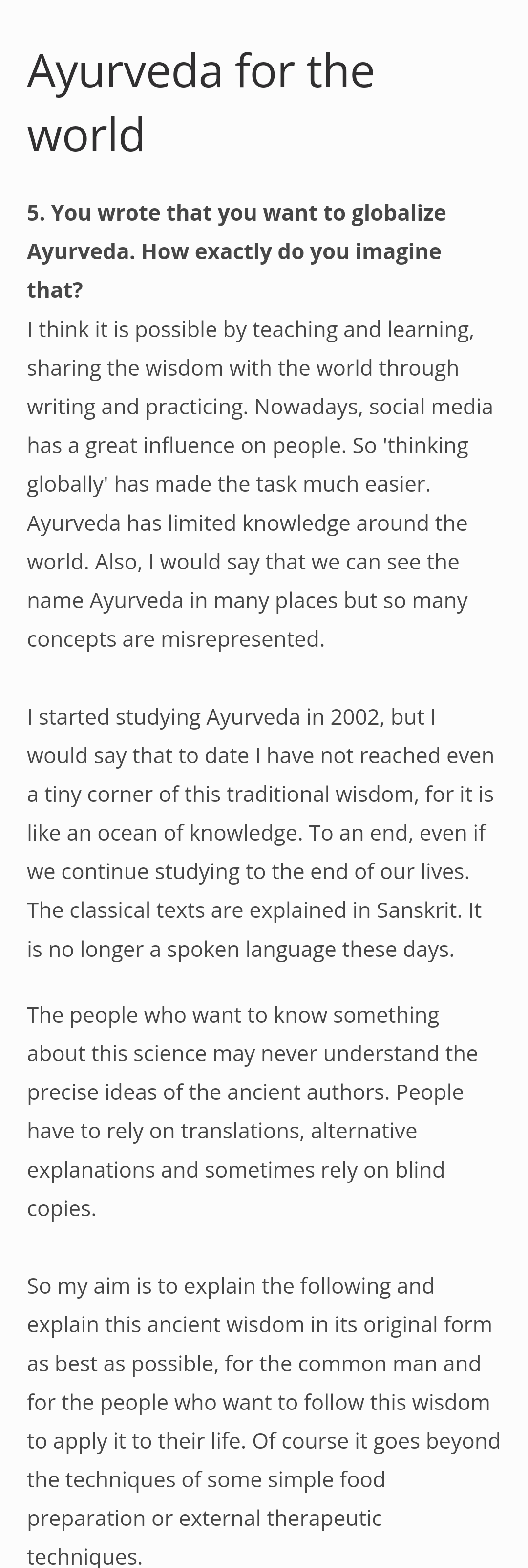 How do give Ayurveda Knowledge to World? Ayurvedic globalisation and what it means ?