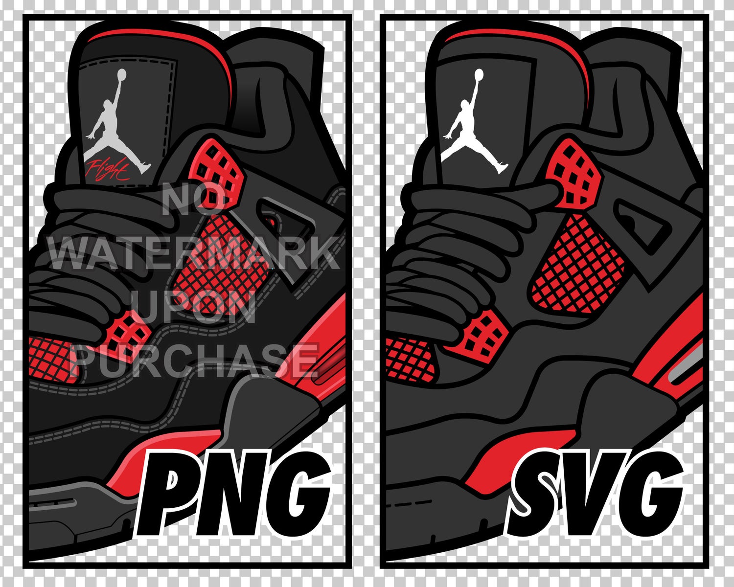 Air Jordan 4 Red Thunder JPEG PNG SVG right & left shoe bundle - Payhip
