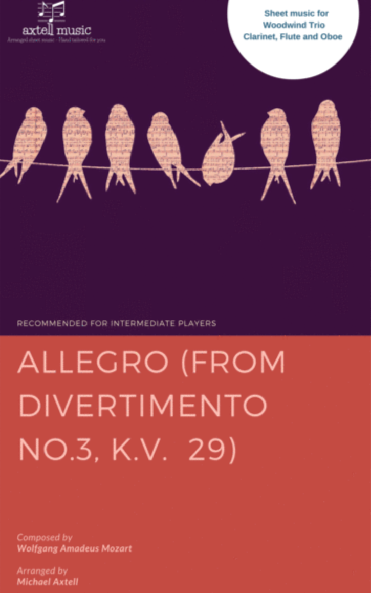 ALLEGRO (FROM DIVERTIMENTO NO.3, K.V. 29) - WOLFGANG AMADEUS MOZART sheet music for sale at Axtell Sheet music store