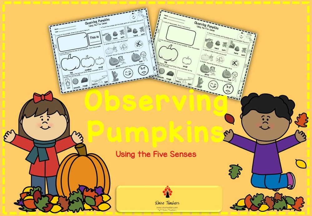 Observing pumpkins using the five senses -Kindergarten Worksheets