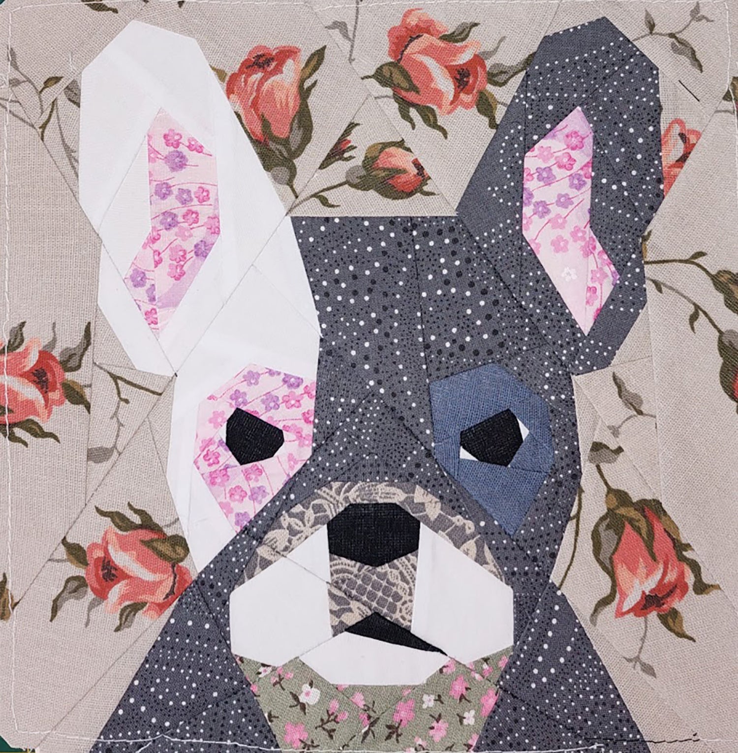 8in French Bulldog quilt block PDF pattern Paper Piecing Payhip
