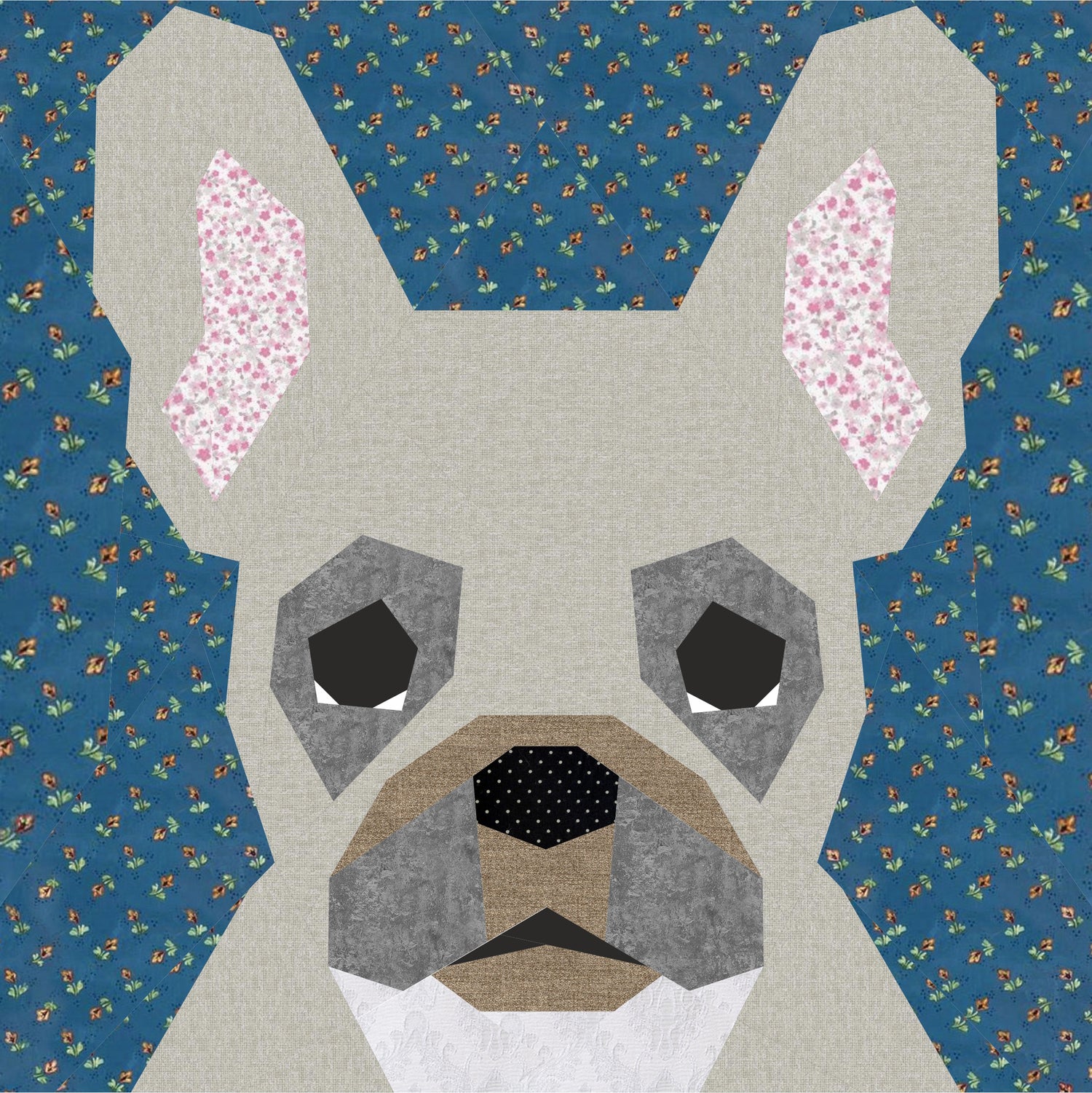 8in French Bulldog quilt block PDF pattern Paper Piecing Payhip