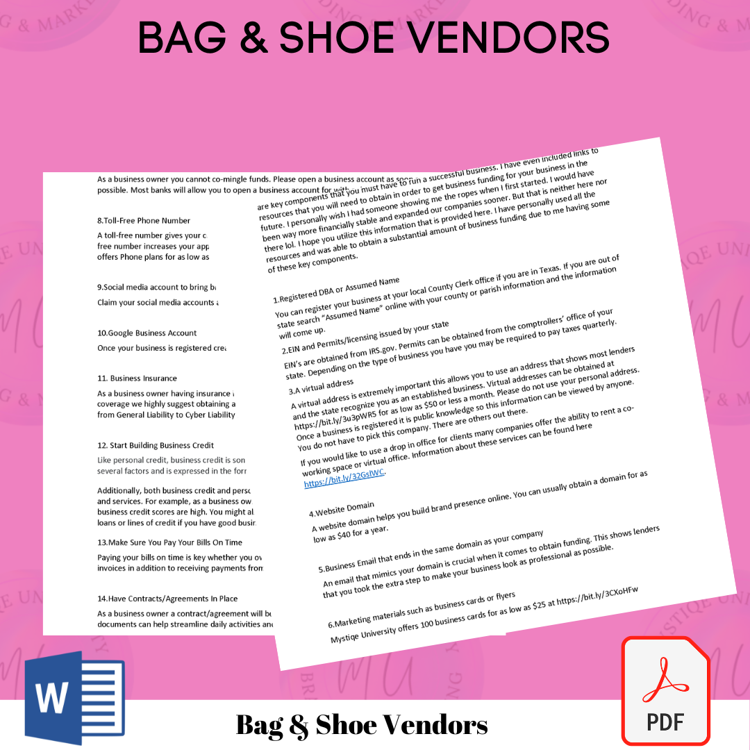 Bag & Shoe Vendor List Payhip