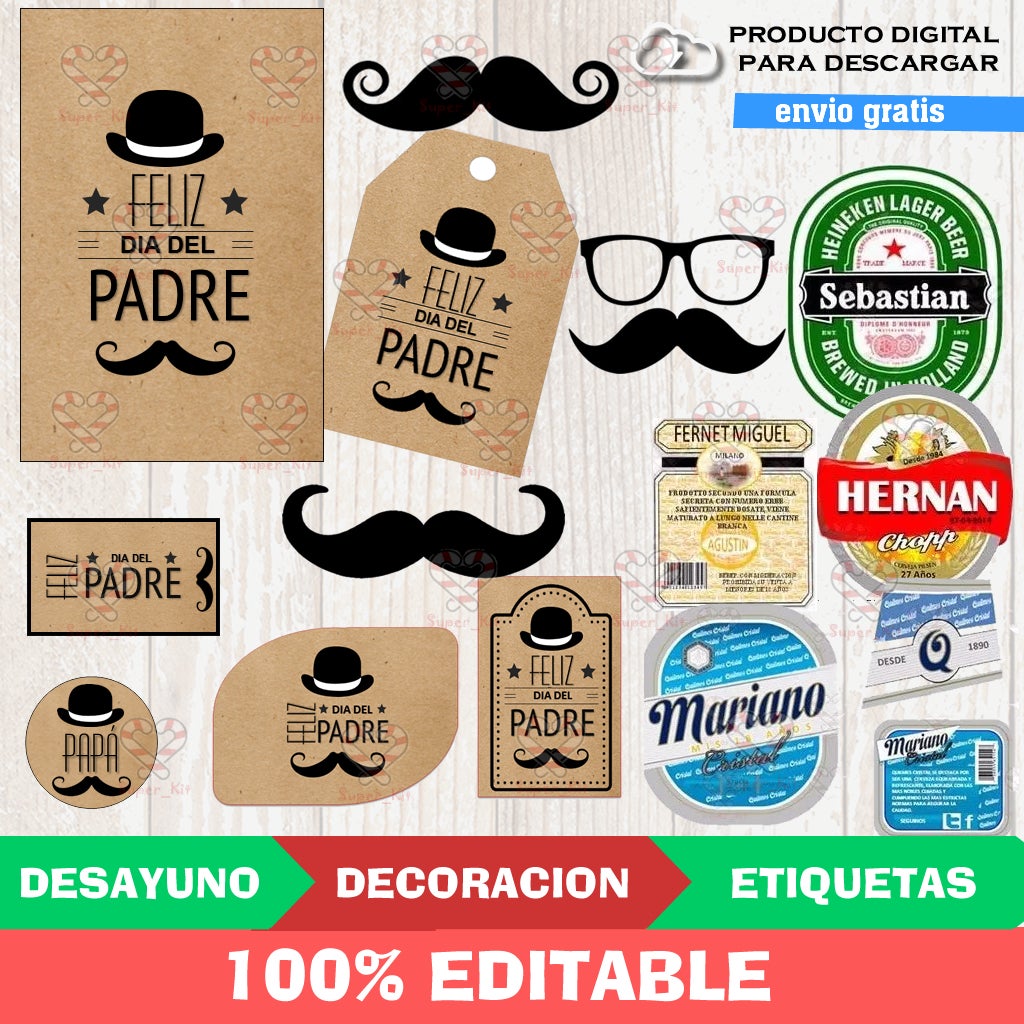 Kit Imprimible Dia Del Padre Ideal Desayuno Editable - Payhip