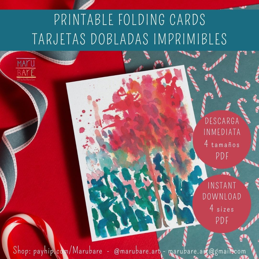 "Abstract Christmas Flowers" folding cards (PDF downloadable files ...