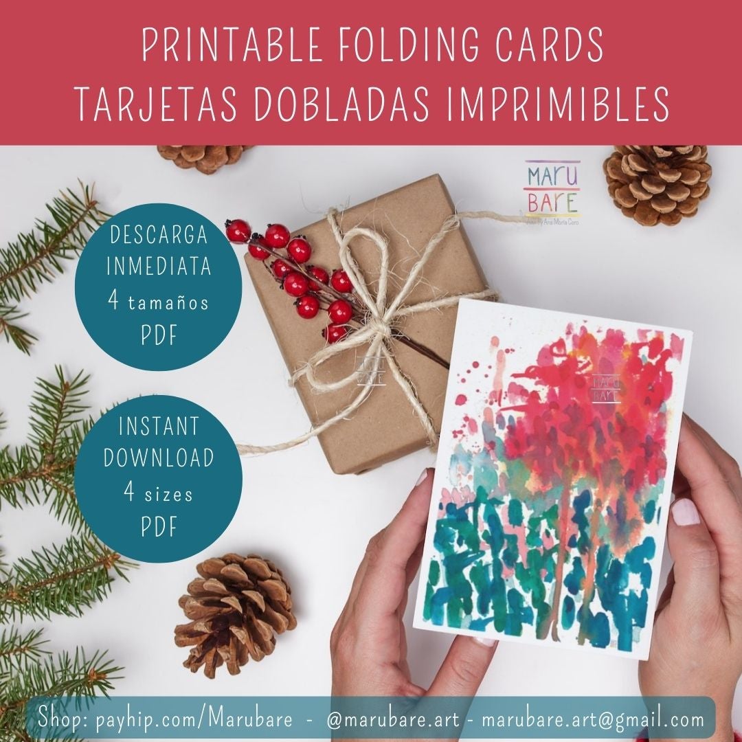 "Abstract Christmas Flowers" folding cards (PDF downloadable files ...