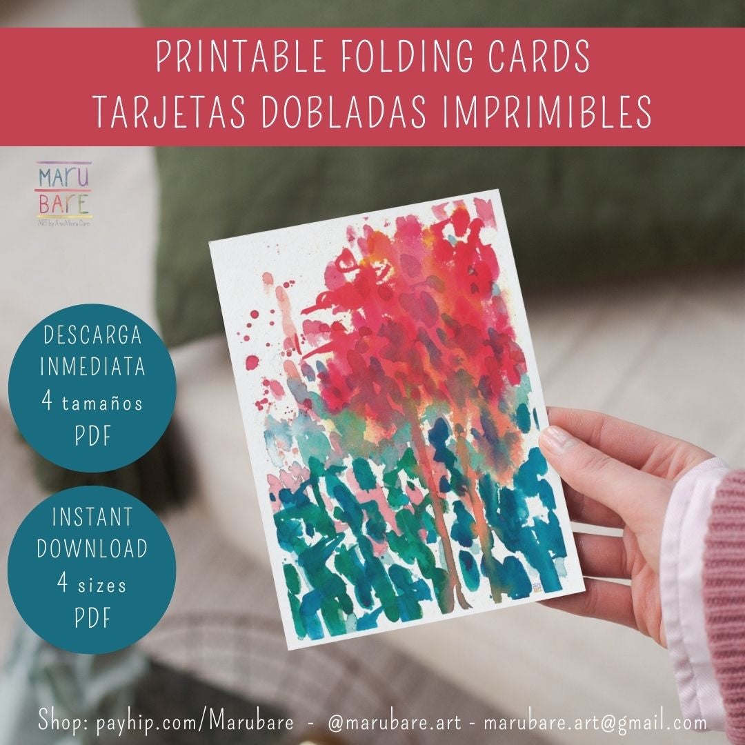 "Abstract Christmas Flowers" folding cards (PDF downloadable files ...