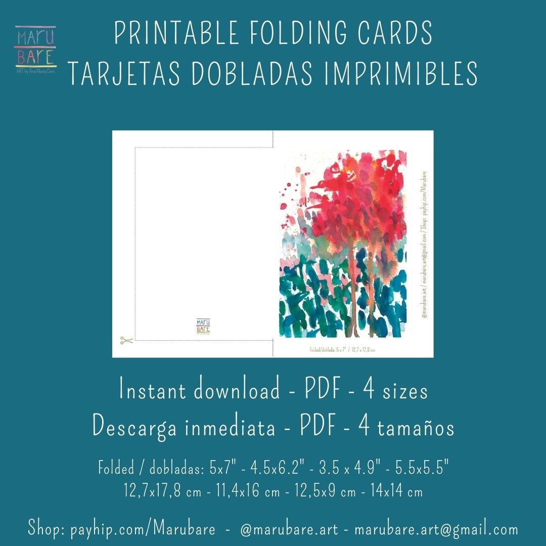 "Abstract Christmas Flowers" folding cards (PDF downloadable files ...