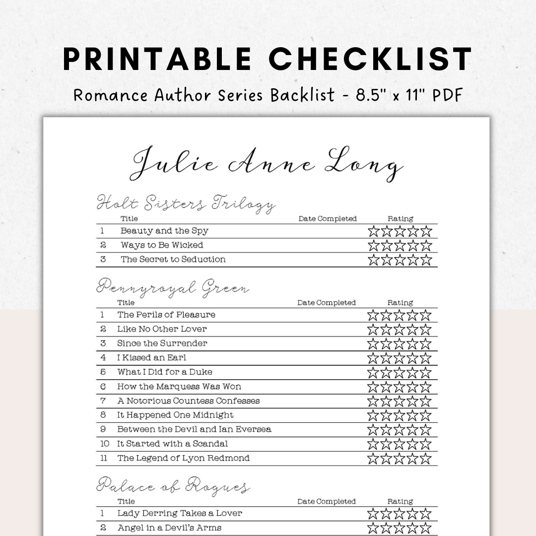 Printable Reading Checklist - Charis Michaels - Payhip