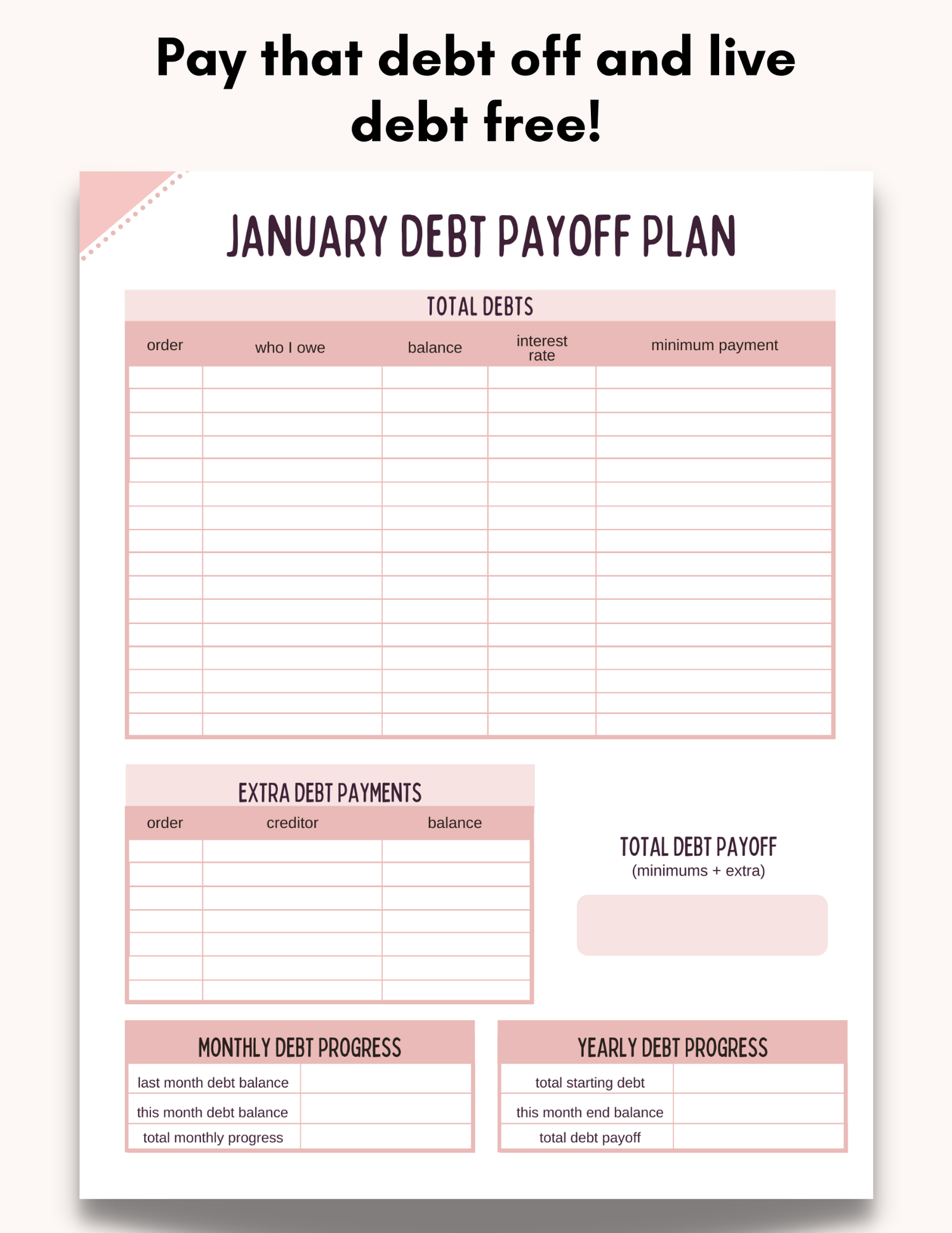 debt payoff planning page 