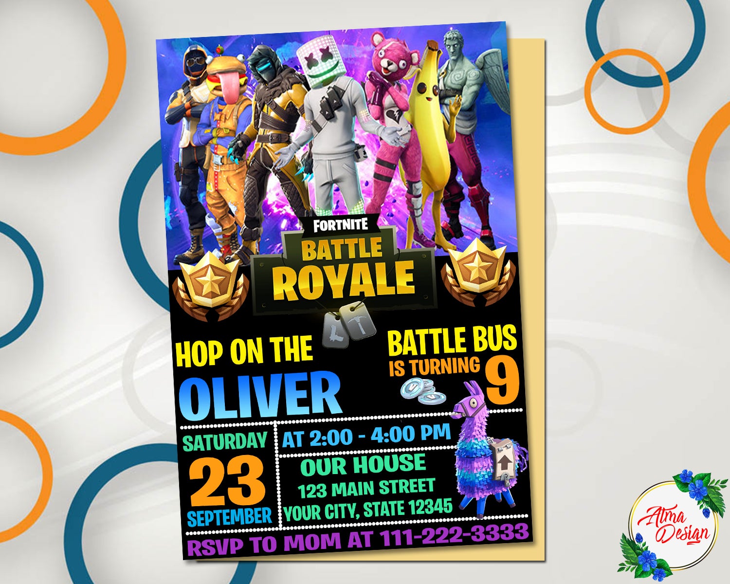 Video Game Birthday Invitation, Fortnight Birthday Invitation, Battle ...