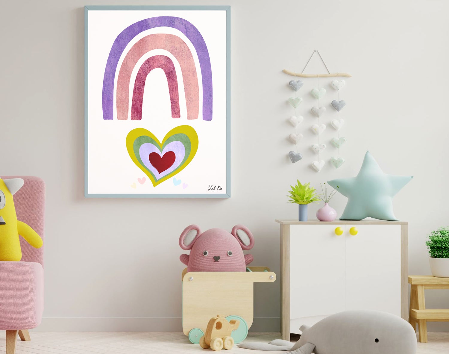 Rainbow Wall Art Decor, Nursery Decor, Baby Bedroom Digital art., Kids