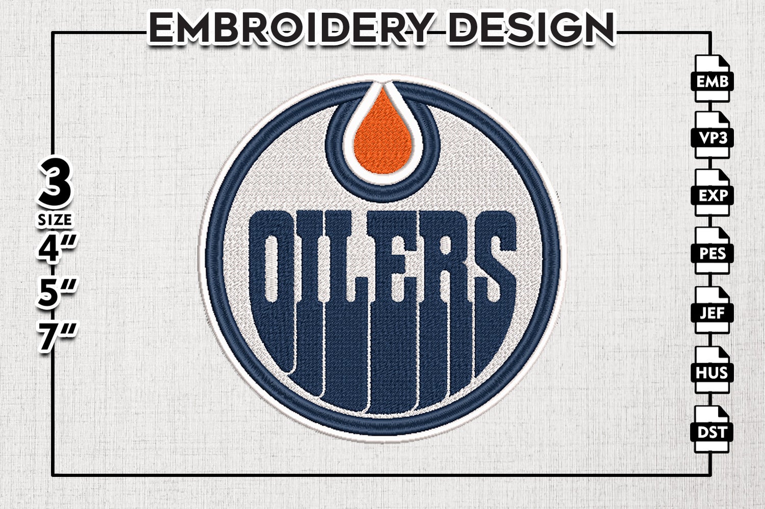 EdmontonOilers Embroidery file, N H L teams Embroidery Designs, Hockey