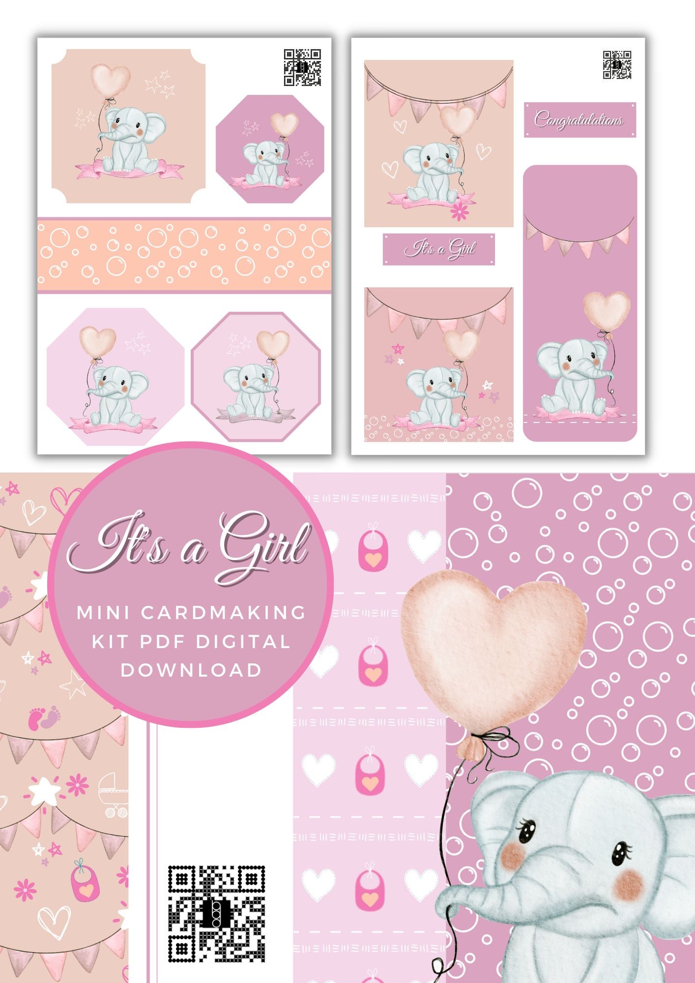 Cardmaking Kit PDF Digital Download Set - Toppers, Fussy Cuts, Tags ...