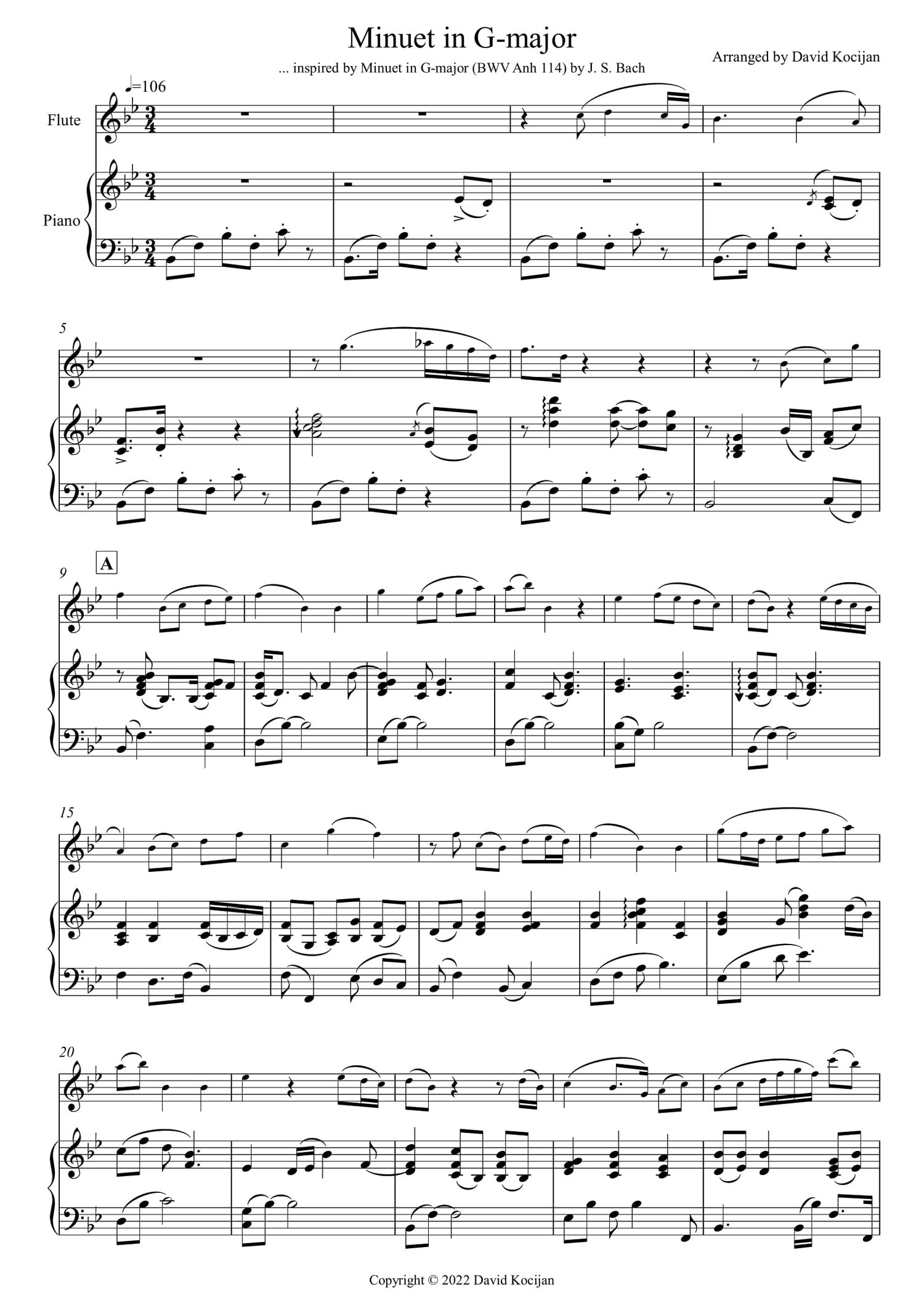 The Smooth Bach Volume 1 INTERMEDIATE (flute & piano) SHEET MUSIC