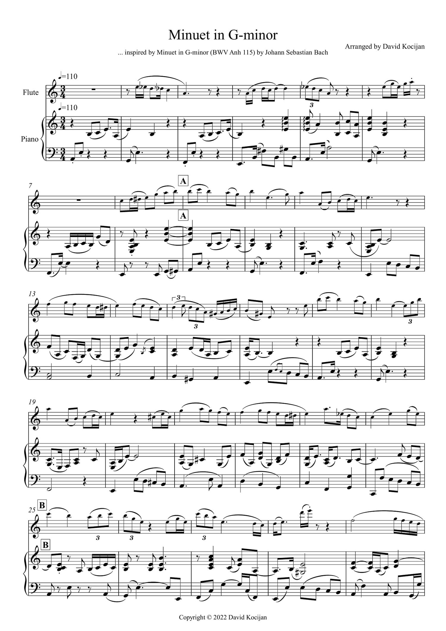 The Smooth Bach Volume 1 INTERMEDIATE (flute & piano) SHEET MUSIC