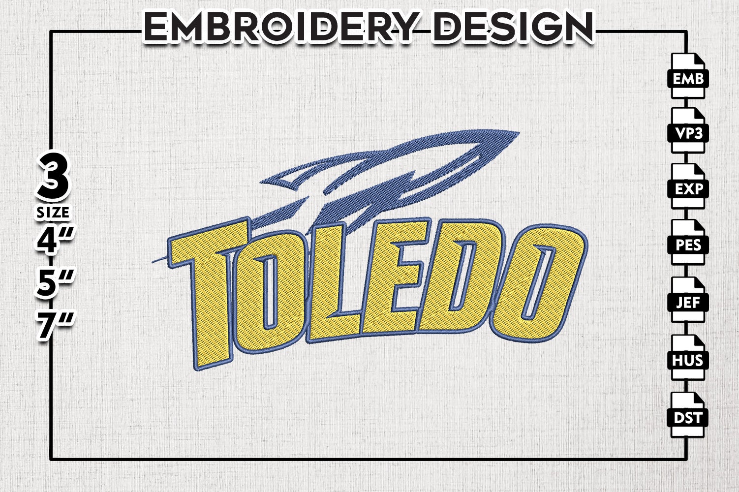 Toledo Rockets Football Team Embroidery file, NCAAF teams Embroidery ...