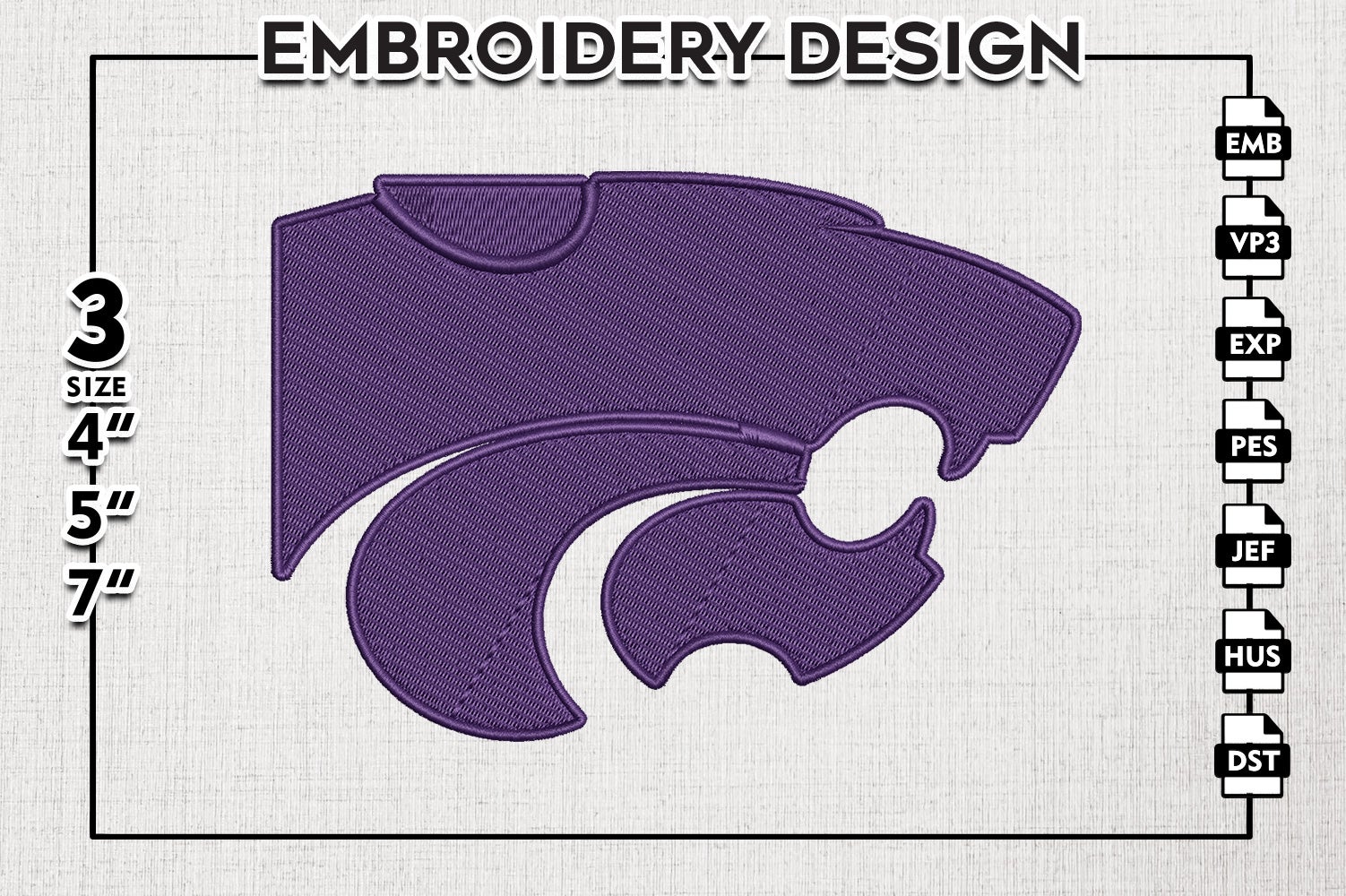 Kansas State Wildcats Football Team Embroidery file, NCAAF teams