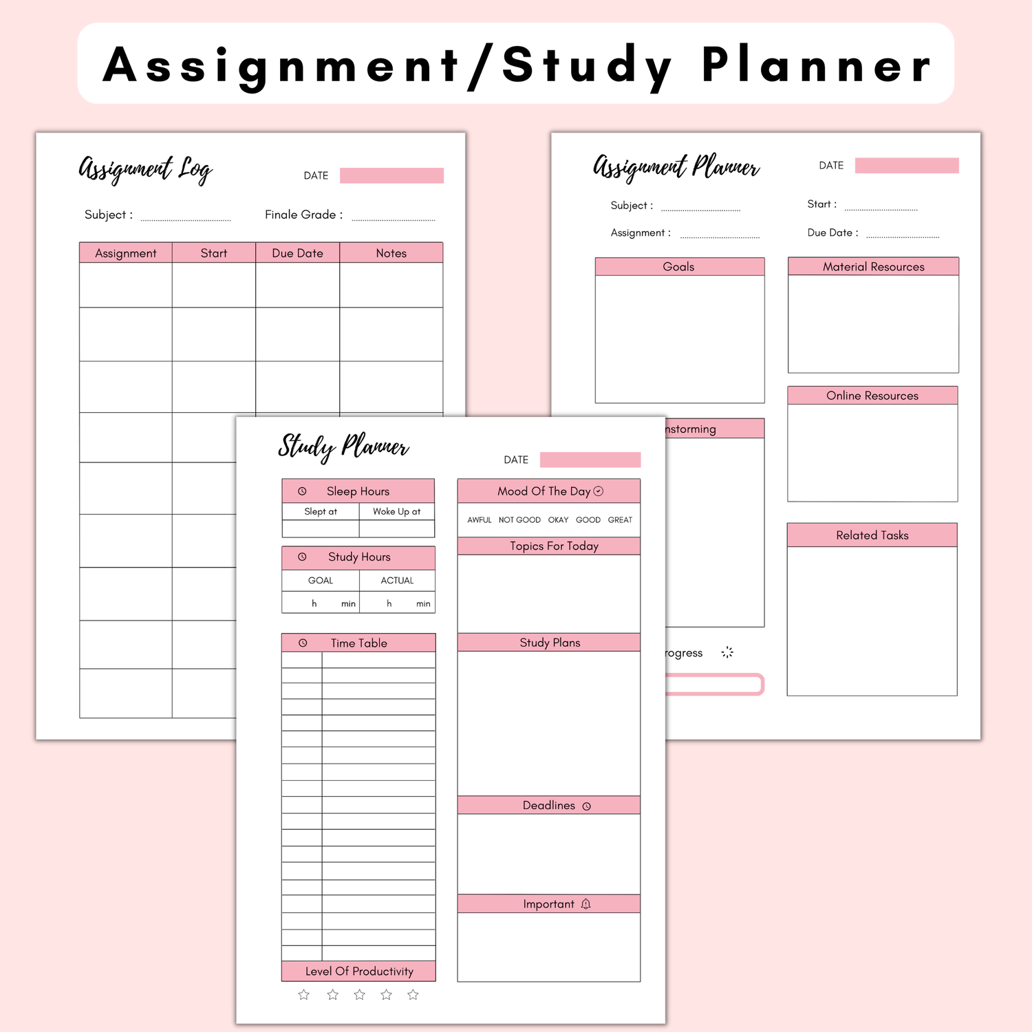 Student Academic Printable Planner College / University Planner