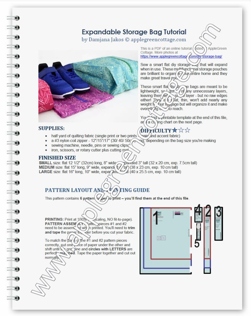 Expandable Storage Bag - Printable Tutorial PDF