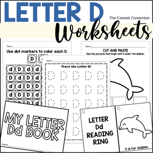 Letter D worksheets for beginning sounds and letter recognition.