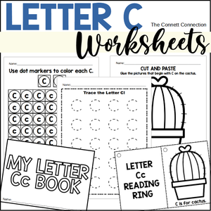 Letter C worksheets for letter recognition and beginning sounds